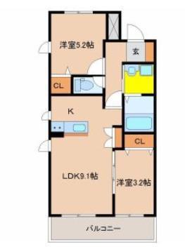 アーベイン堀川(2LDK/5階)の間取り写真