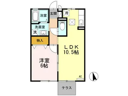 ディアコートV(1LDK/1階)の間取り写真