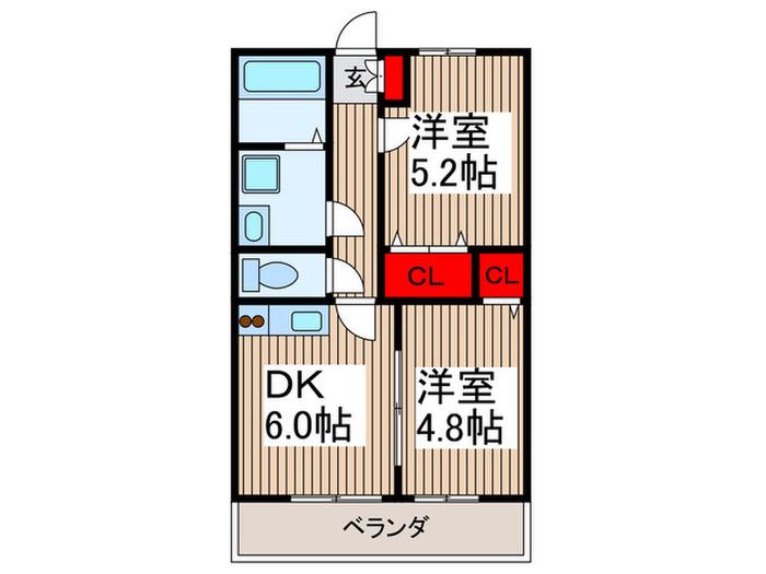 ドレスウェル北戸田(2DK/3階)の間取り写真