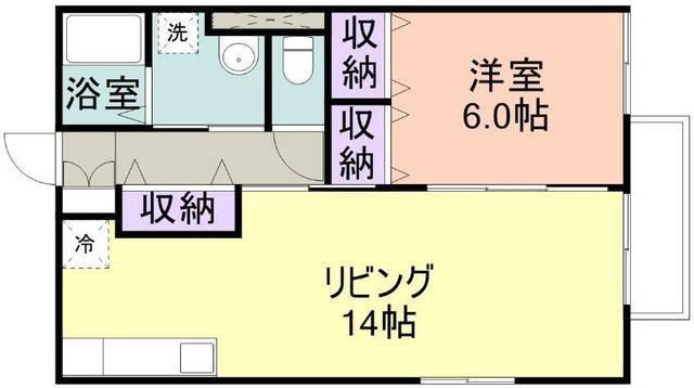 セジュール山口6(1LDK/2階)の間取り写真