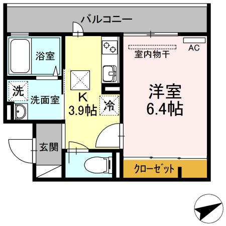 ＪＲ南武線 尻手駅 徒歩4分 3階建 築9年(1K/2階)の間取り写真