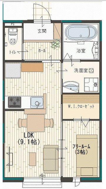 アスリス(1LDK/1階)の間取り写真