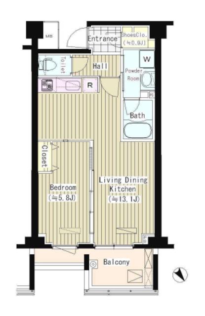 PRIME URBAN 東中野 COURT(1LDK/2階)の間取り写真