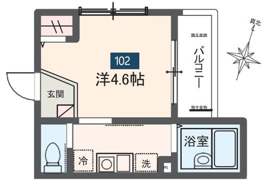 メルディア白楽(1K/1階)の間取り写真