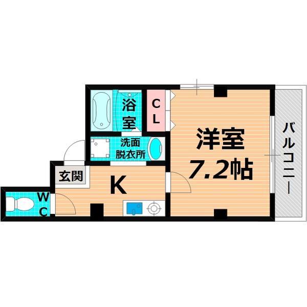 シャルル中宮(1K/4階)の間取り写真