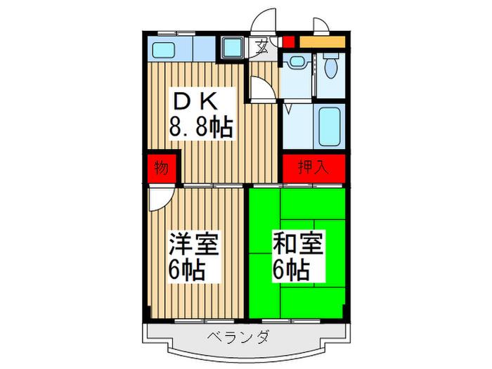 フォレスト和光(2DK/2階)の間取り写真