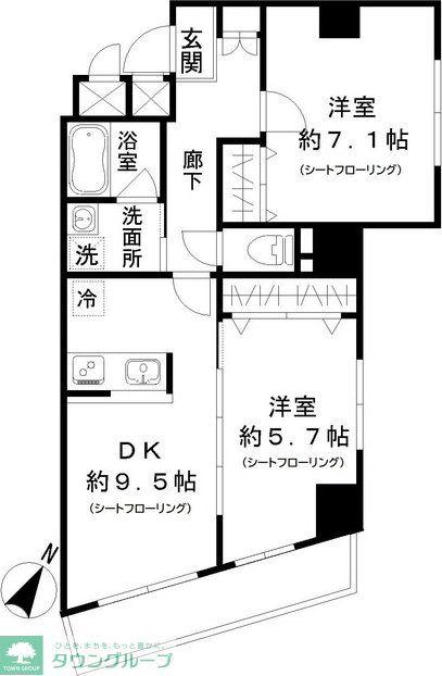 ブールバード白山(2DK/6階)の間取り写真