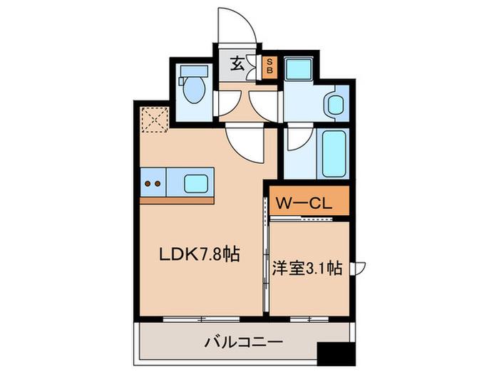 グランフォーレプライム千早(1LDK/13階)の間取り写真
