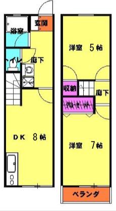 アルチザン(2DK/1階)の間取り写真