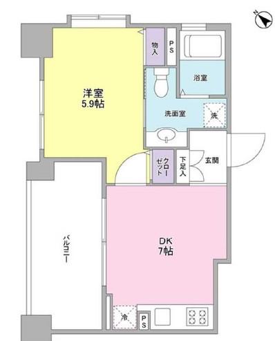 リバーレ月島(1DK/13階)の間取り写真