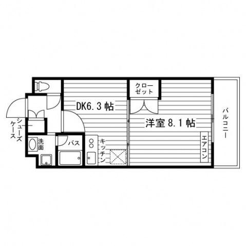 宗像壱番館(1DK/1階)の間取り写真