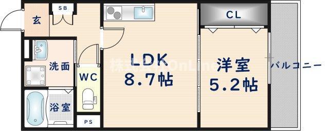 EIJU八尾本町(1LDK/2階)の間取り写真
