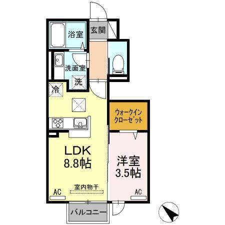 ネヘレスコール(1LDK/1階)の間取り写真