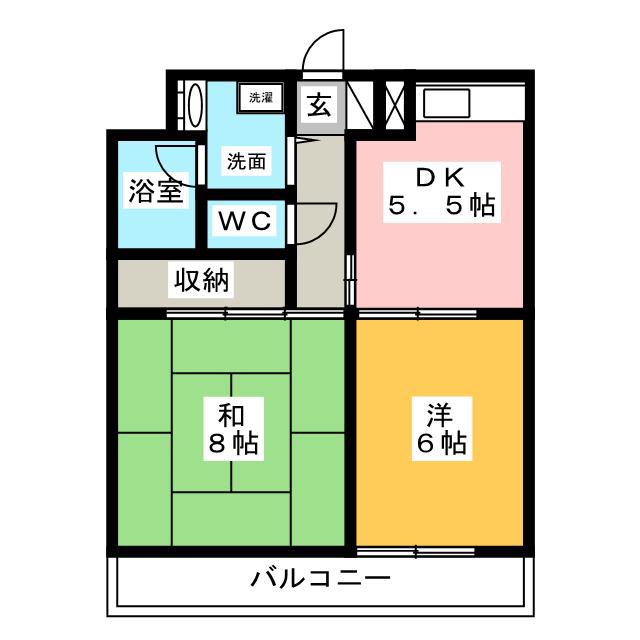 メルベーユII(2DK/2階)の間取り写真