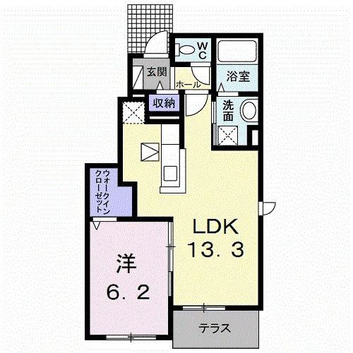 クレールIII A(1LDK/1階)の間取り写真