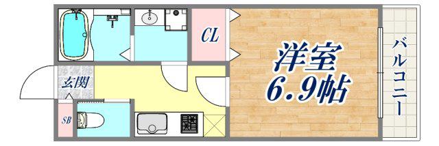 VIANO東垂水(1K/2階)の間取り写真