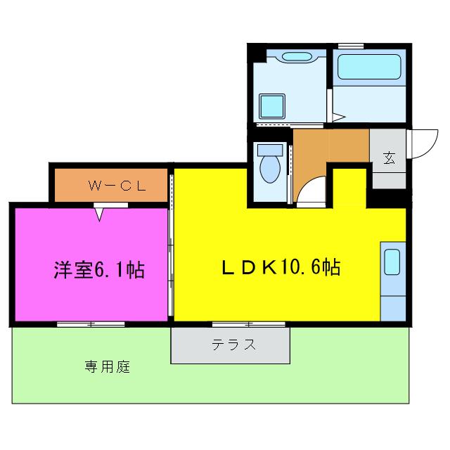 ガーデンコートARITAMA(1LDK/1階)の間取り写真