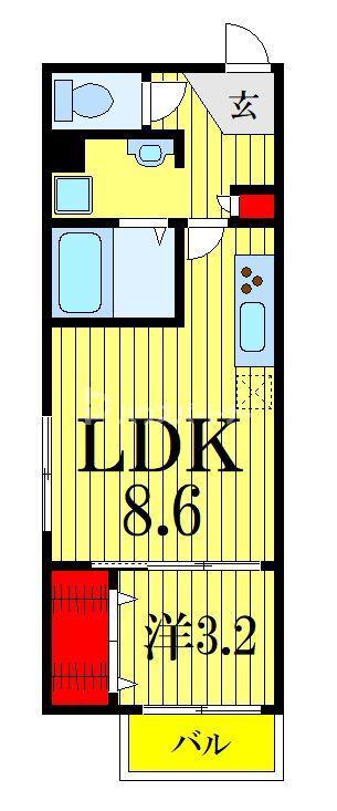 ジェンティーレ・トリヤマV(1LDK/2階)の間取り写真