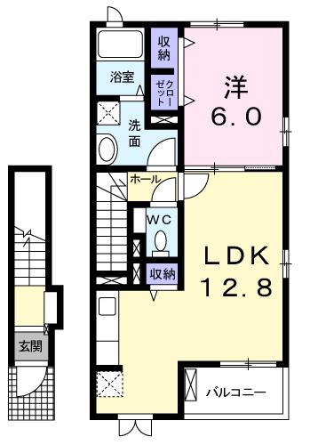 サニーウェル(1LDK/2階)の間取り写真