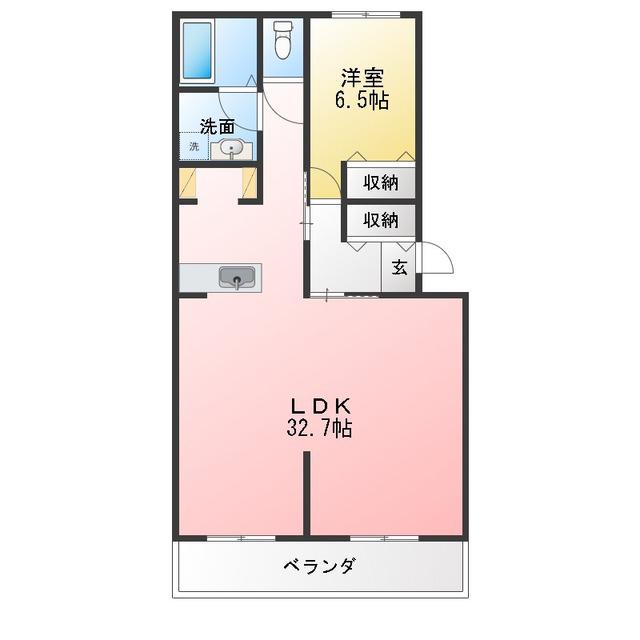 メゾン若林(1LDK/2階)の間取り写真