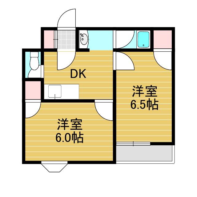 ピコハイツあじいち(2DK/1階)の間取り写真