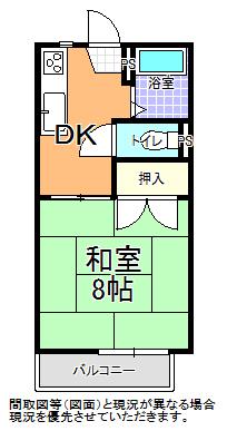 コーポK(1DK/2階)の間取り写真