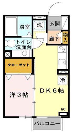 サンクレール志紀(1DK/2階)の間取り写真