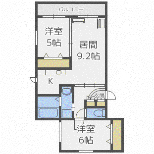 セントポーリア SOLEIL(2LDK/1階)の間取り写真