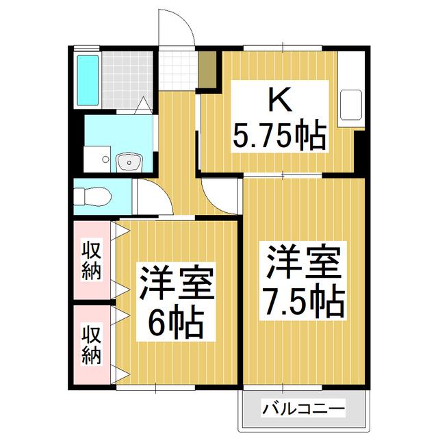カーサポルエーラC棟(2K/1階)の間取り写真