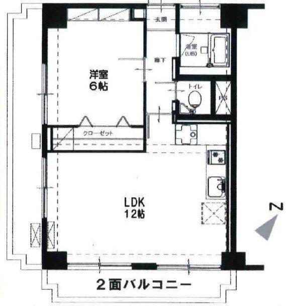 ライオンズマンション赤塚(1LDK/6階)の間取り写真