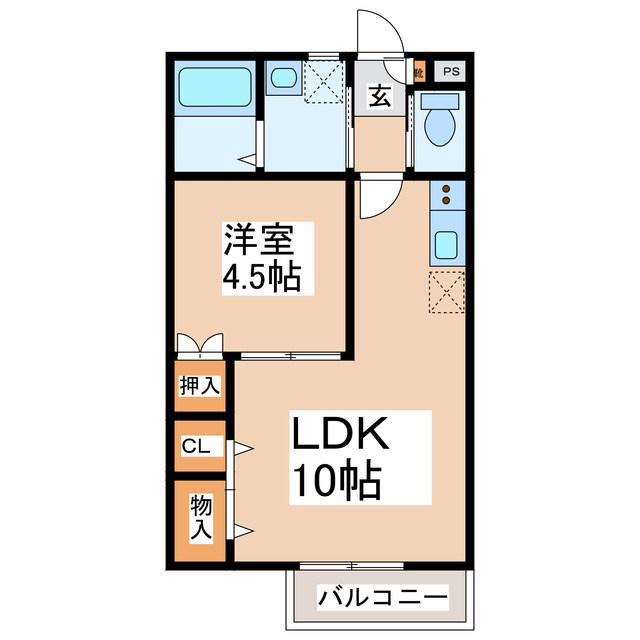 ハイツハープA(1LDK/1階)の間取り写真