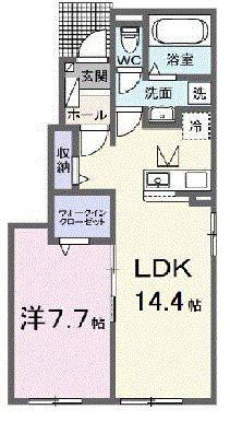 ココロテラス II(1LDK/1階)の間取り写真