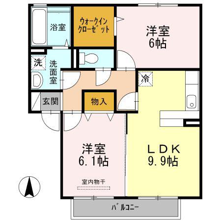 プリマベーラ(2LDK/2階)の間取り写真
