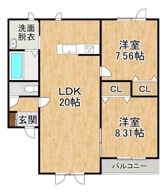バップバーレンW17K(2LDK/3階)の間取り写真