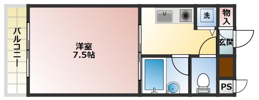 メゾンエルセラーン(1K/5階)の間取り写真
