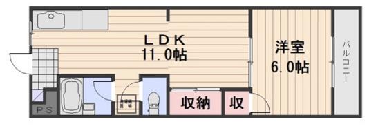 ラピーヌ福島(1LDK/2階)の間取り写真