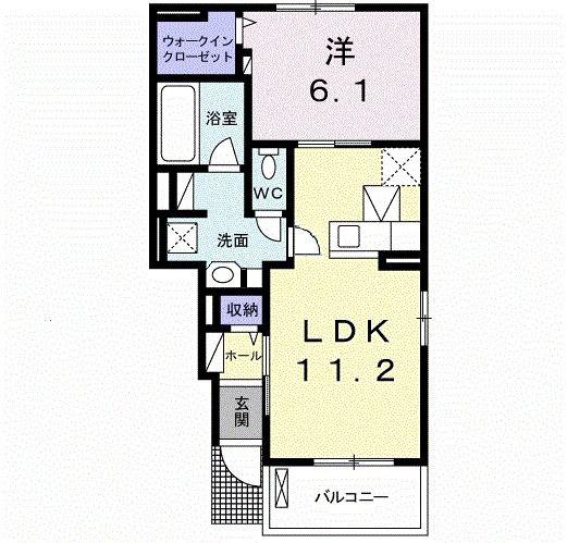 ＪＲ相模線 北茅ケ崎駅 徒歩22分 2階建 築11年(1LDK/1階)の間取り写真