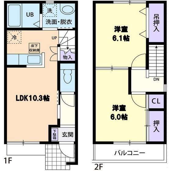 EMINENCE BLUE(2LDK/1階)の間取り写真