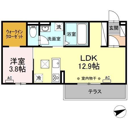GRACIA(1LDK/1階)の間取り写真