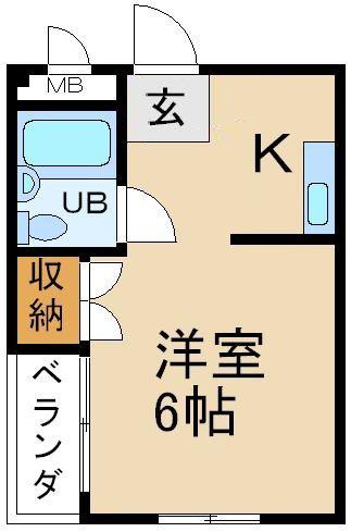 パーソナル18番館(ワンルーム/2階)の間取り写真
