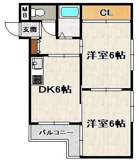 FFハイツ(2DK/2階)の間取り写真