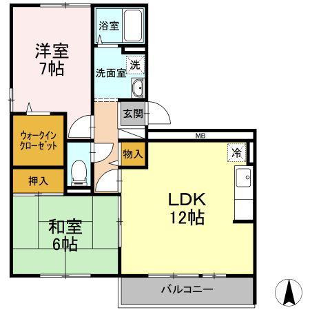 ロック21(2LDK/1階)の間取り写真