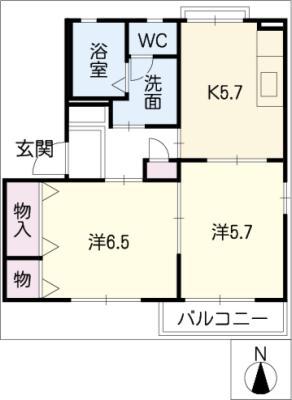 バリュージュ(2K/2階)の間取り写真