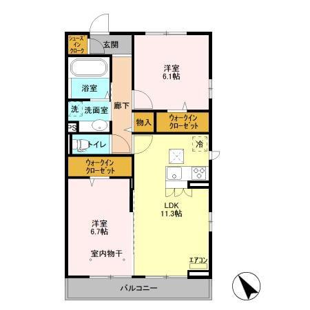 エスポワールアズール(2LDK/1階)の間取り写真