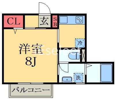 プラージュ(1K/1階)の間取り写真