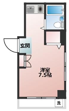 クローバーハイツ旭町(ワンルーム/2階)の間取り写真