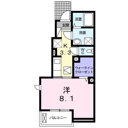 サウスガーデンプレイス(1K/1階)の間取り写真