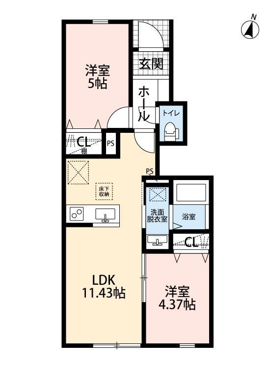 リーブルファイン足立辰沼(2LDK/1階)の間取り写真