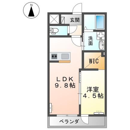 ウィステール(1LDK/1階)の間取り写真
