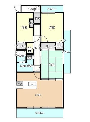 エバーグリーン福山西町(3LDK/7階)の間取り写真